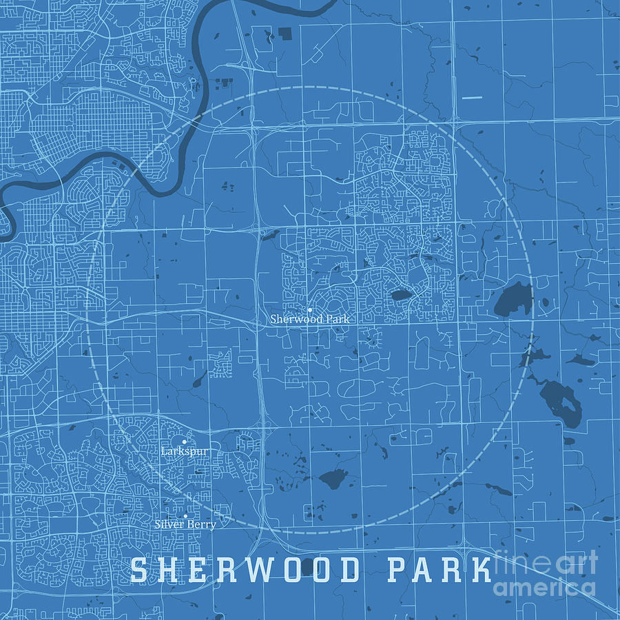 Sherwood Park Alberta City Vector Road Map Blue Text Digital Art by ...