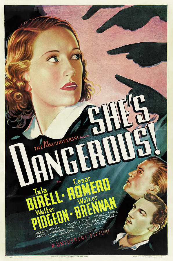 Vintage Mixed Media - Shes Dangerous, 1937 by Movie World Posters