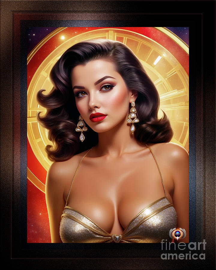 Shes Ready Pin Up Girl Poster Art Alluring AI Concept Art Portrait by Xzendor7 Painting by Xzendor7