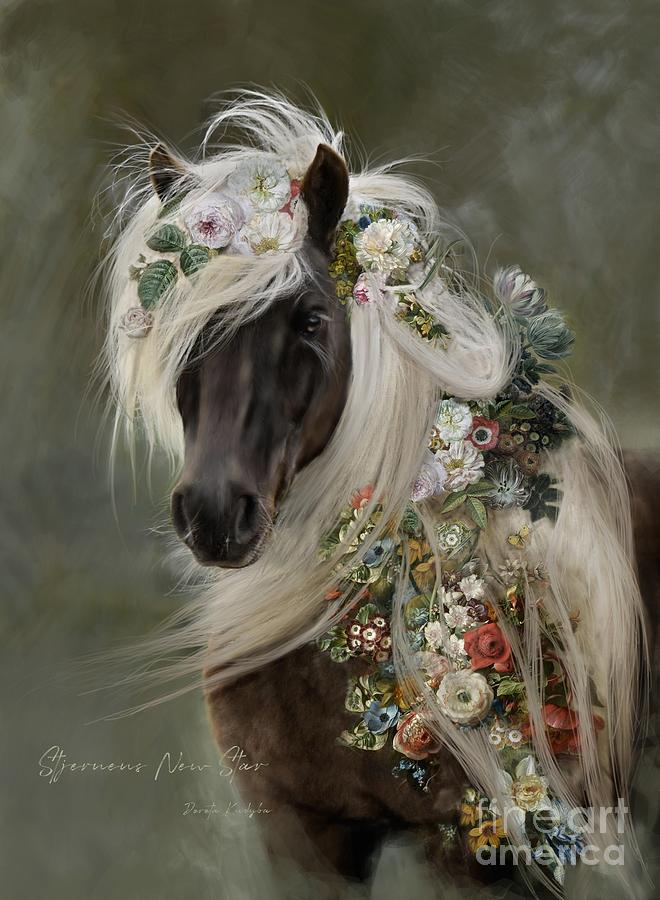 Shetland Pony in Flowers Digital Art by Dorota Kudyba