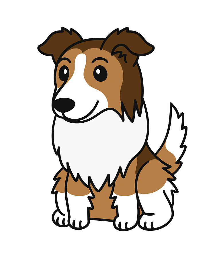 Shetland Sheepdog Cute Cartoon Digital Art by Jeff Chen - Fine Art America