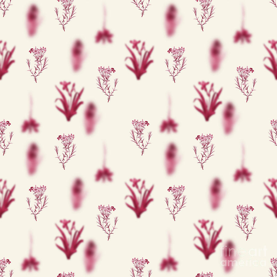Vintage Mixed Media -  Shewy Phlox Flower Botanical Seamless Pattern in Viva Magenta n.0155 by Holy Rock Design