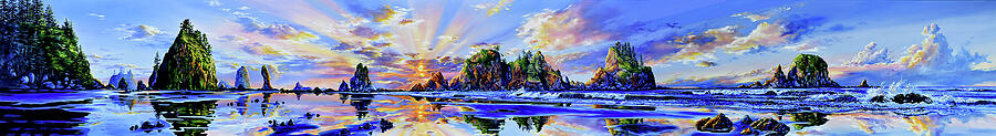 Shi Shi Beach Sunset Painting by Hanne Lore Koehler