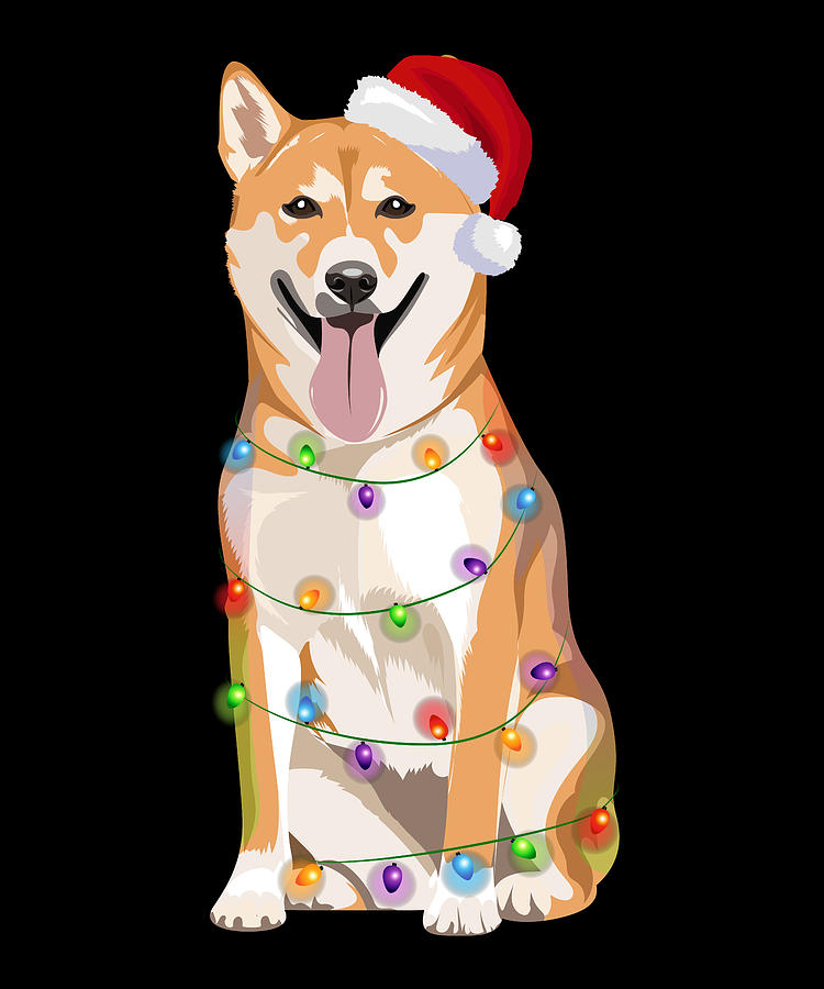 Shiba Inu Christmas Lights Xmas Dog Lover Digital Art by