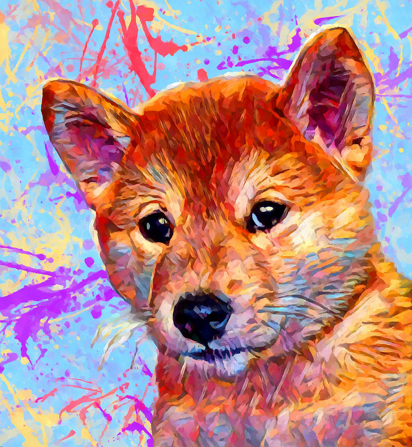 Shiba Inu Puppy Painting by Chris Butler