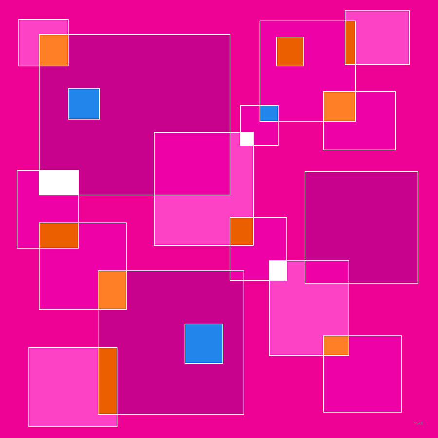 Shifting Squares in Hot Pink Digital Art by Val Arie