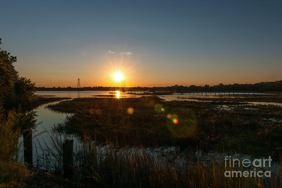 Shimmering Light Rays Over The Marsh - Wando River - Charleston Photograph