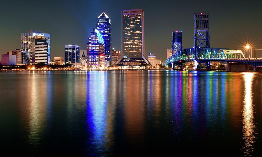 Jacksonville Photograph - Shimmering Lights on the St Johns by Frozen in Time Fine Art Photography