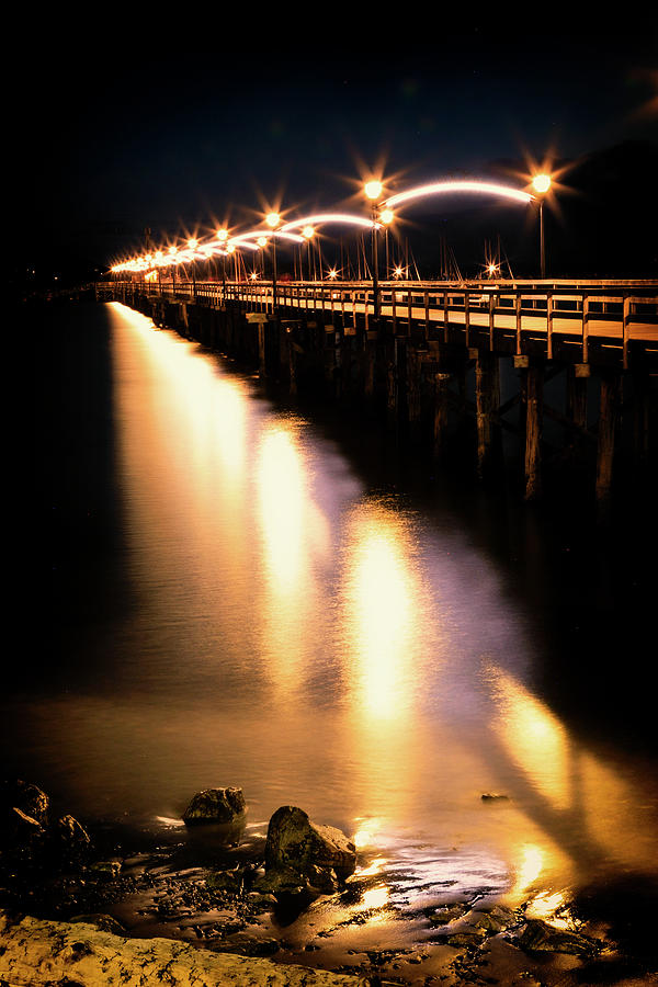 Pier Photograph - Shimmering Under the Boardwalk Vertical Frame by Monte Arnold