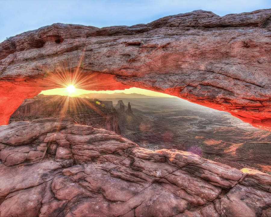 Shining Light Beneath the Mesa Arch - Moab Utah Photograph by Gregory Ballos