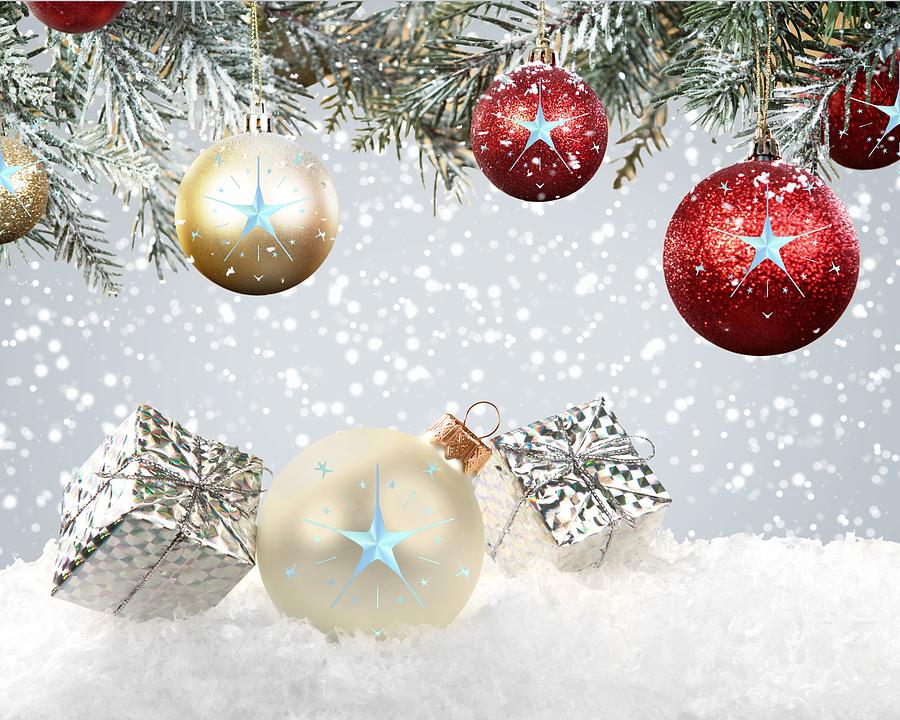 Christmas Digital Art - Shining Star Ornaments OAFD 12182023 by Cindys Creative Corner
