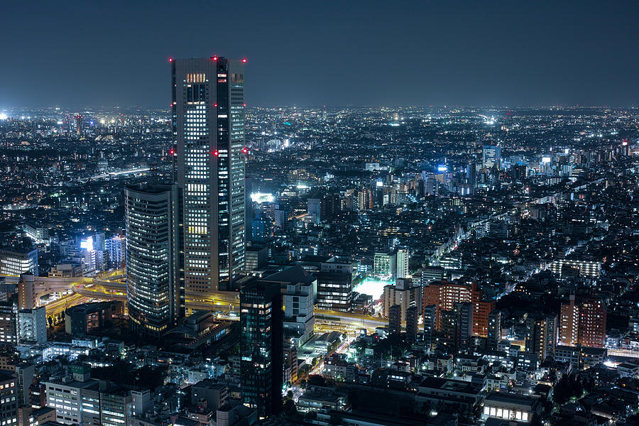 Shinjuku,Tokyo, Japan, Building at night. Photograph by T.Takahashi