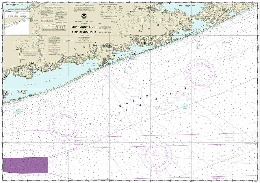 Shinnecock Light to Fire Island Light nautical Chart 12353 No Borders ...