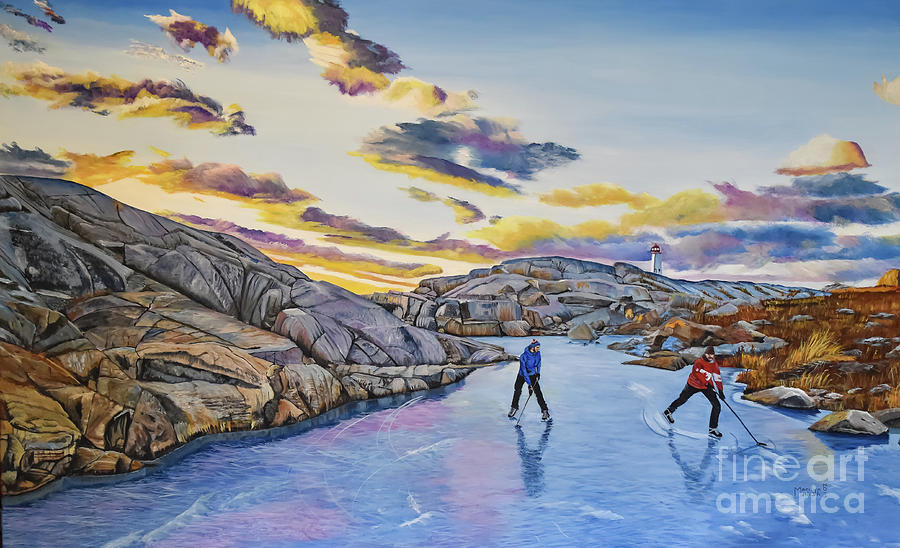 Shinny at Rock Pool Pond Painting by Marilyn McNish
