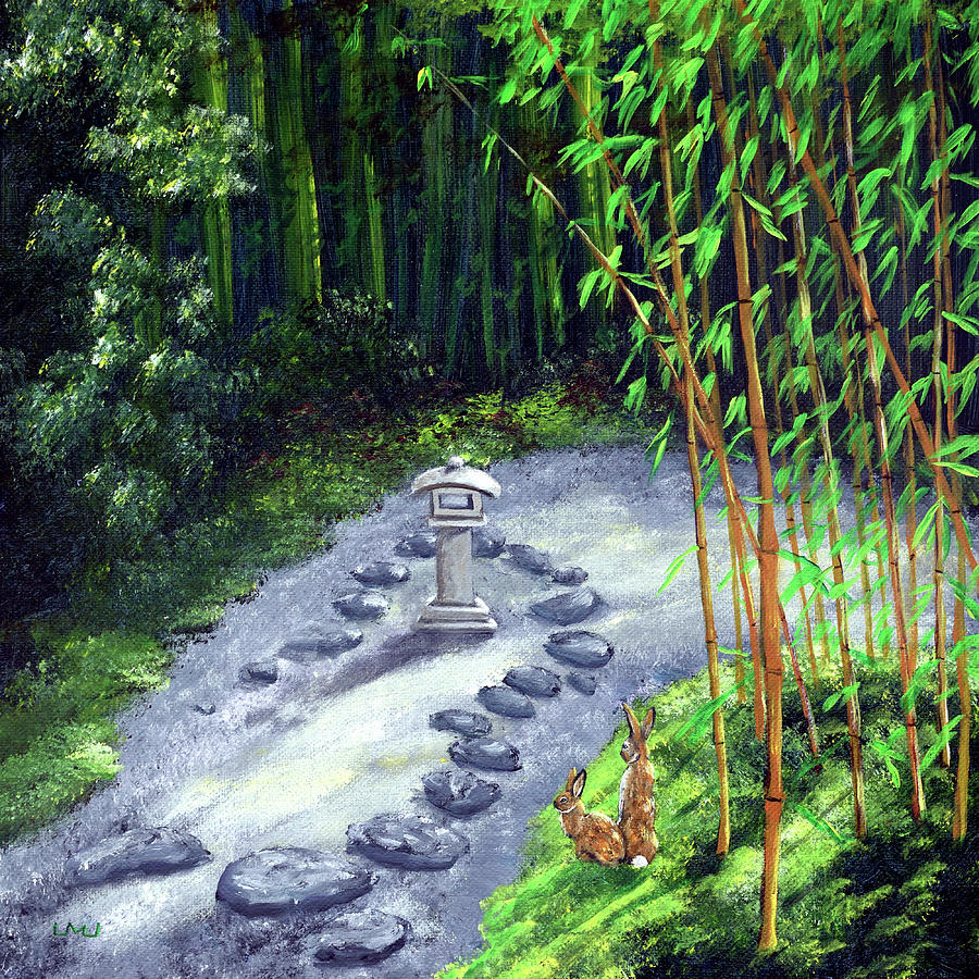 Shinto Lantern in Spring Painting by Laura Iverson