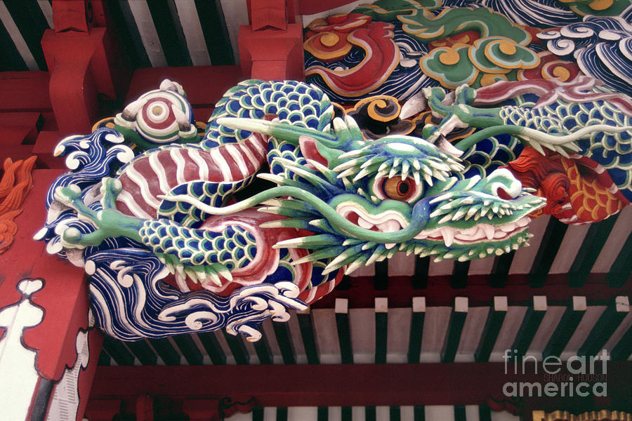 Shinto shrine decoration - The Green Dragon Photograph by Sharon Hudson