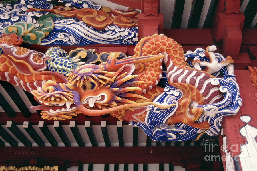 Shinto shrine decoration - The Red Dragon Photograph by Sharon Hudson