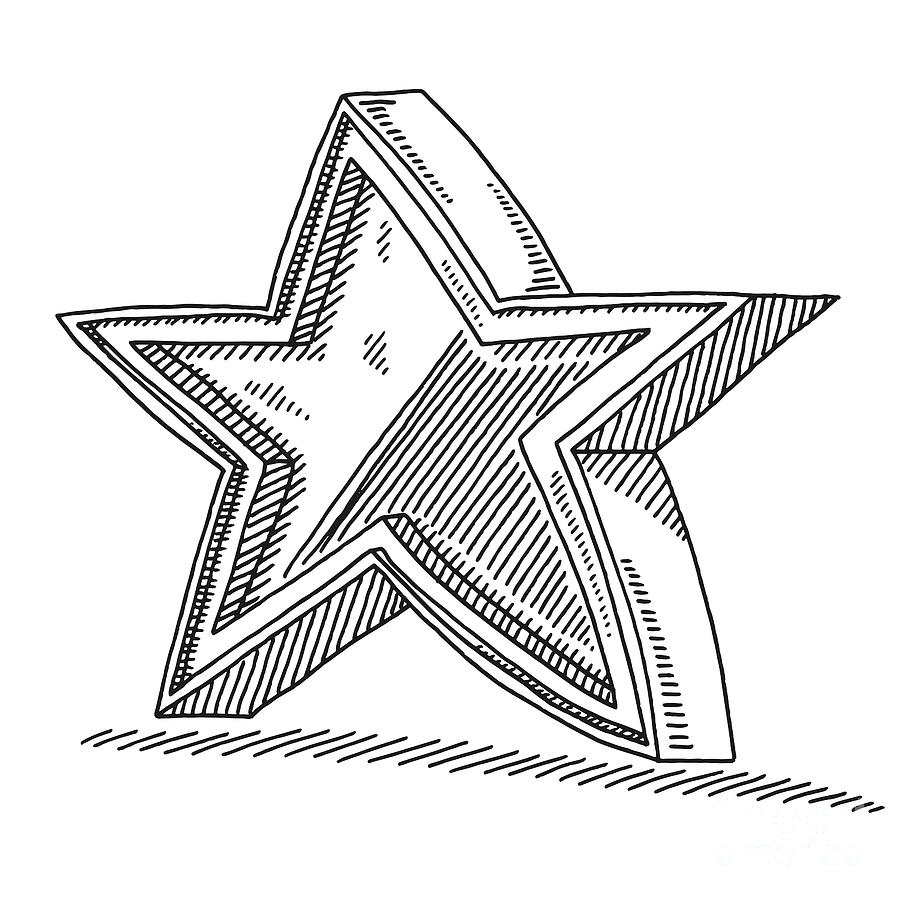 Shiny 3D Star Drawing Drawing by Frank Ramspott Pixels