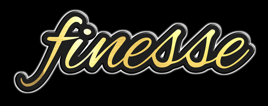 shiny-black-and-gold-finesse-word-design-digital-art-by-donald-lawrence