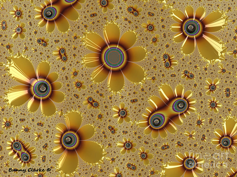 Shiny Sunflowers Digital Art by Bunny Clarke