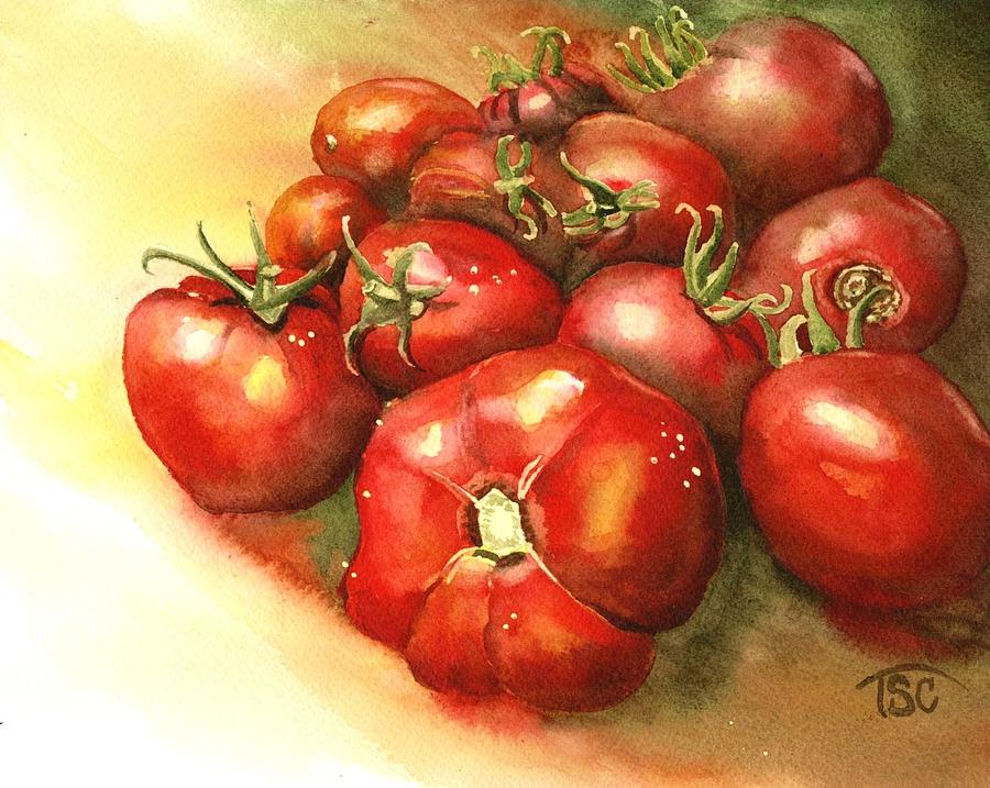 Shiny Tomatoes Painting by Tammy Crawford