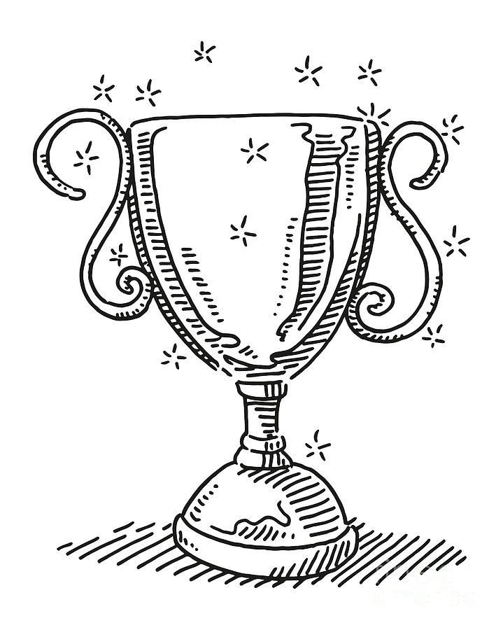 Shiny Trophy Success Symbol Drawing Drawing by Frank Ramspott - Fine ...