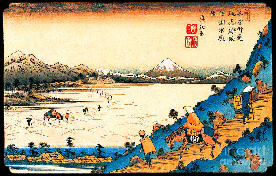 Shiojiri Pass, View Of Lake Suwa Painting