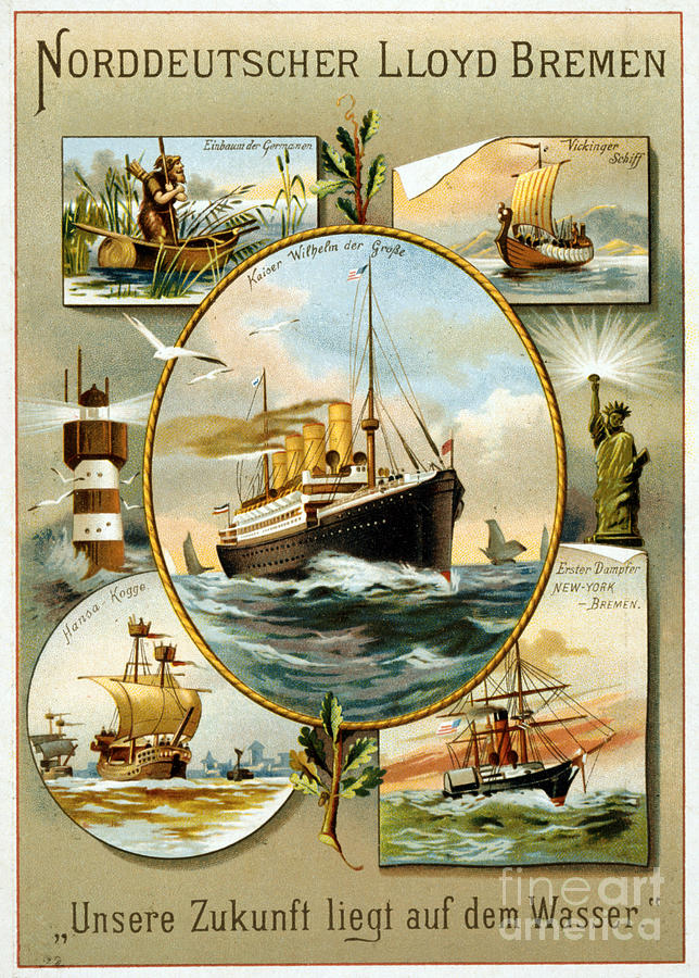 Ship Advertisement, c1905 Drawing by Granger