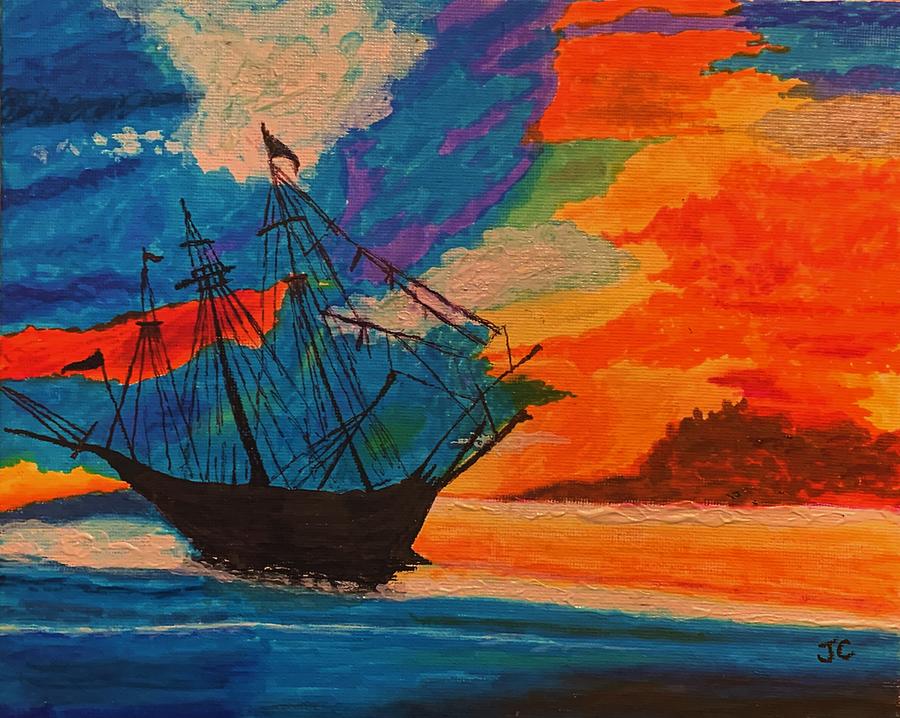 Ship at Sea Painting by John Cunnane | Fine Art America