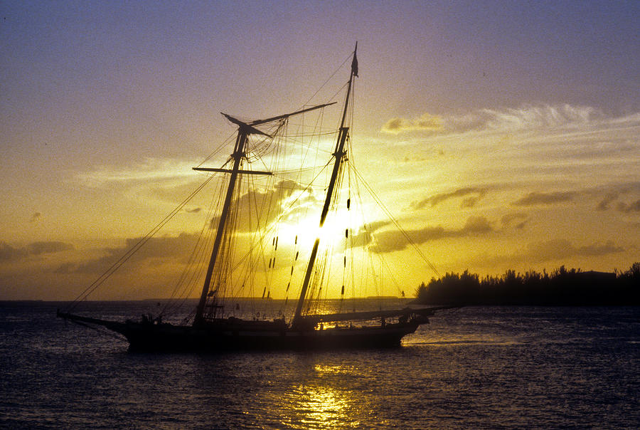 Sunset Photograph - Ship at Sunset by Douglas Barnett