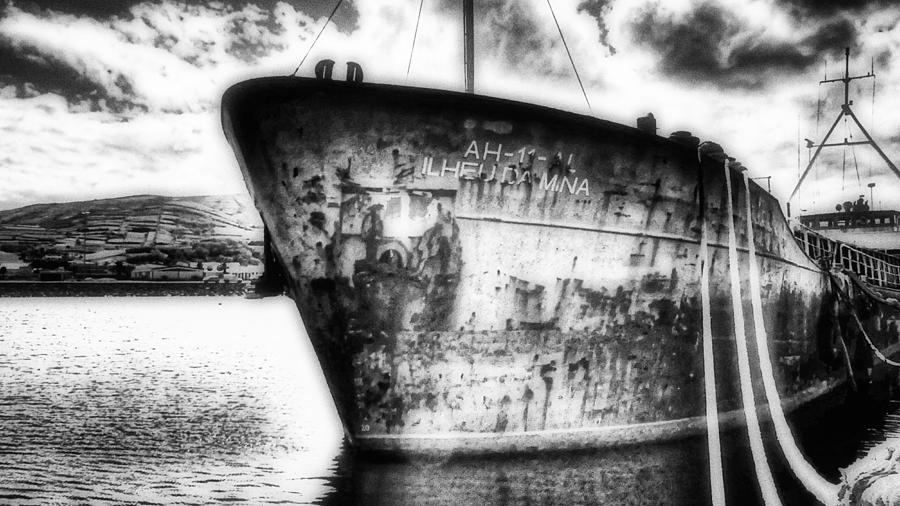 Ship Bow Ilheu da Mina BW Photograph by Marco Sales