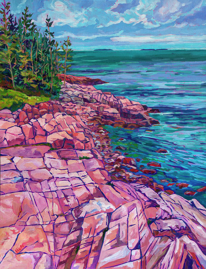 Ship Harbor Trail Acadia Painting by Heather Nagy