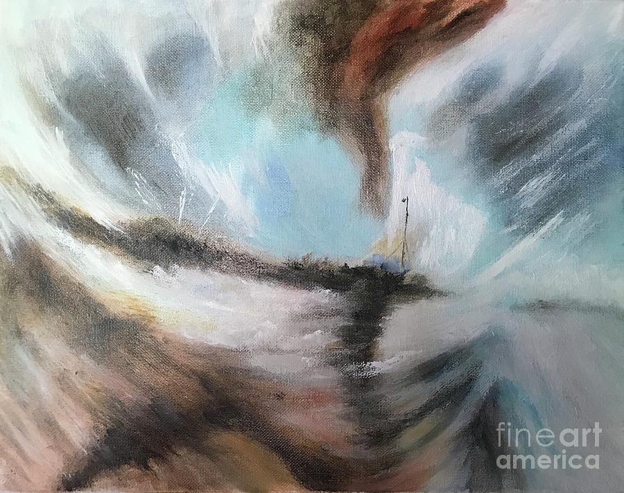 Ship in a Snowstorm Painting by Linda Gustafson-Newlin