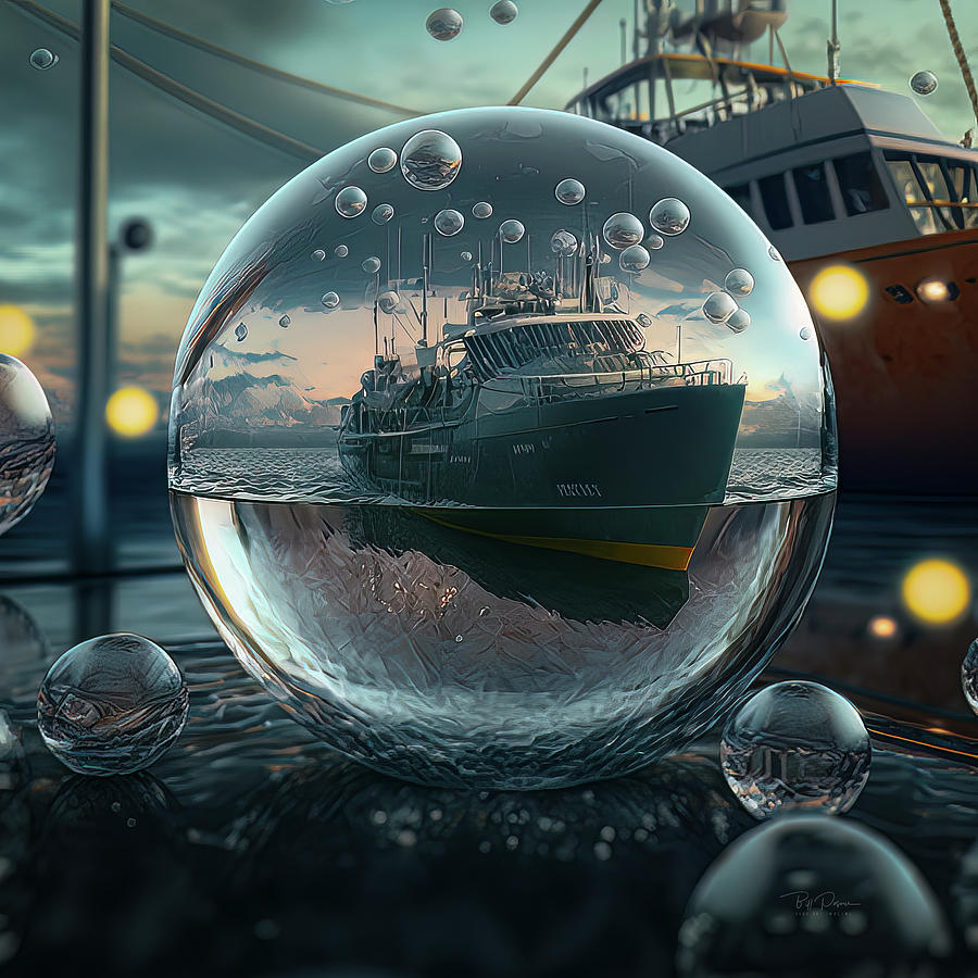 Ship in Bubble Digital Art by Bill Posner
