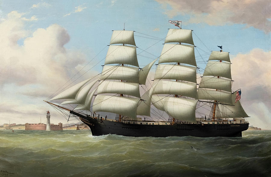 Ship Mary Riggs Entering Liverpool Painting by Duncan McFarlane