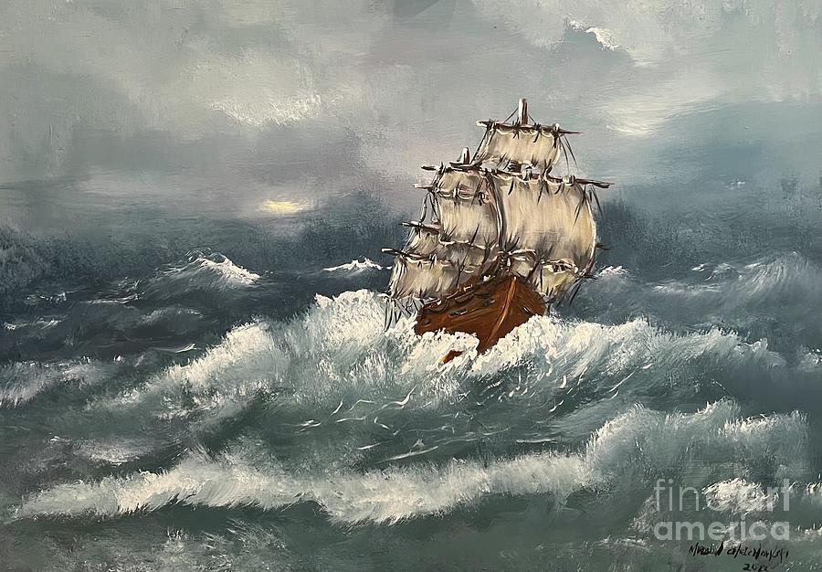 Ship Painting by Miroslaw  Chelchowski