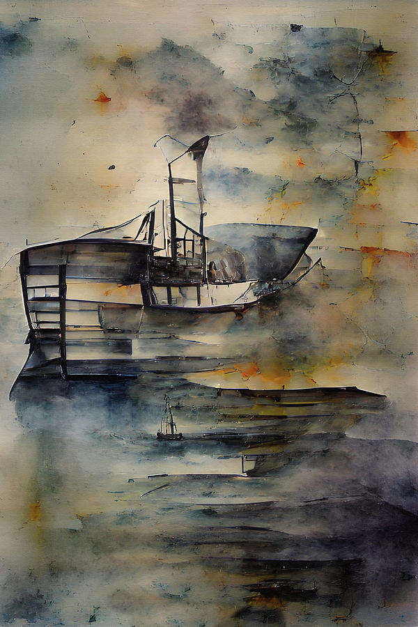 Ship Of Dreams Abstract Watercolor Painting by David Dehner