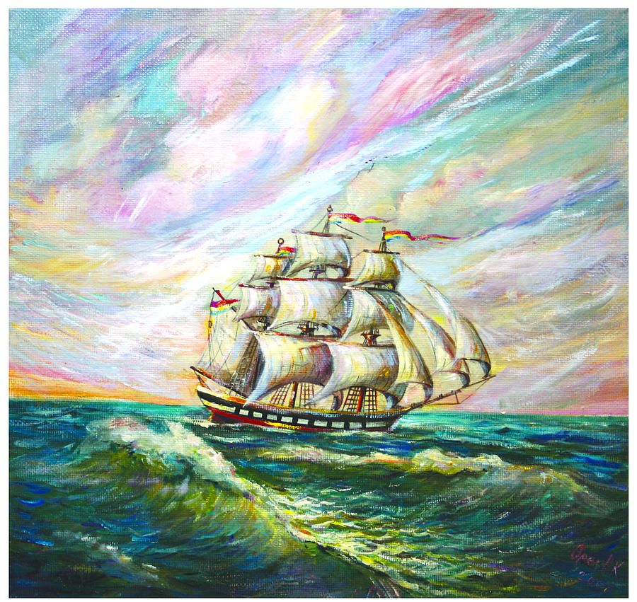 Ship of rainbow dream Painting by Sergei Kotlobai - Fine Art America