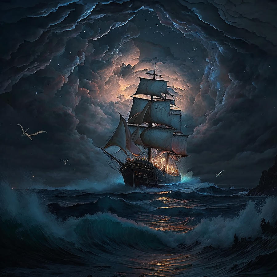 Ship Oil Paintings Digital Art by Kailooma X TheDol - Fine Art America