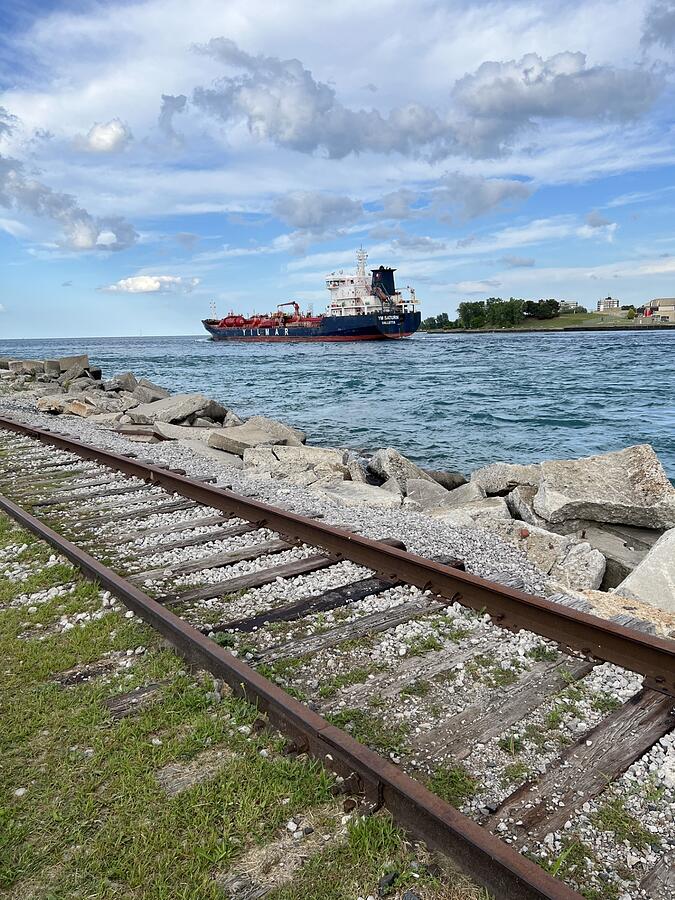 Ship on the St Clair River Photograph by Lloyd Gillies Ship on the St Clair River Photograph by Lloyd Gillies