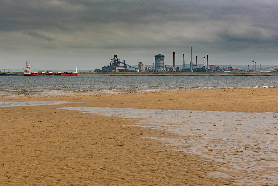 Ship passing Redcar steelworks Photograph by Gary Eason