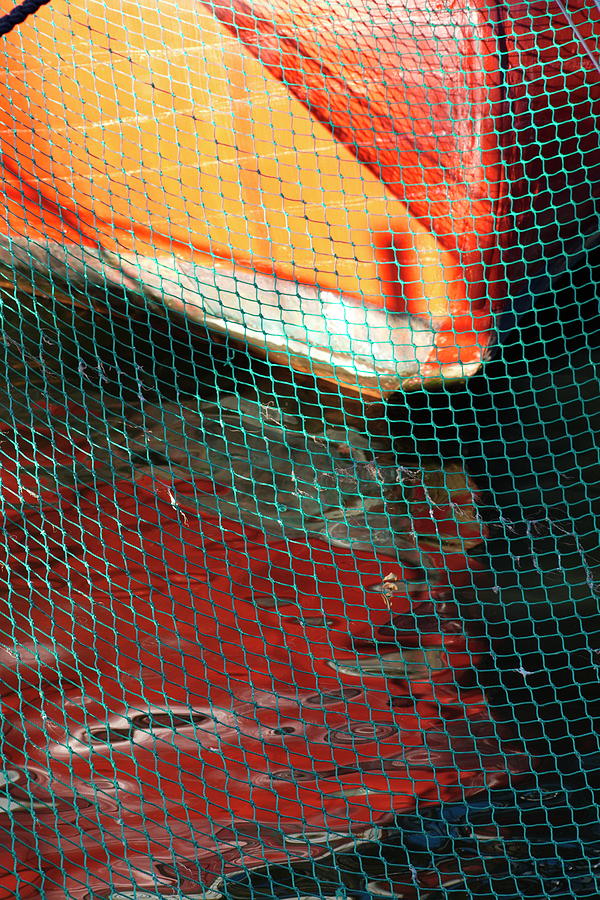 Ship railing net and water form a vibrant pattern in a harbor bay Photograph by Ulrich Kunst And Bettina Scheidulin