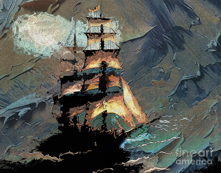 Ship Storm Digital Art by Deb Nakano