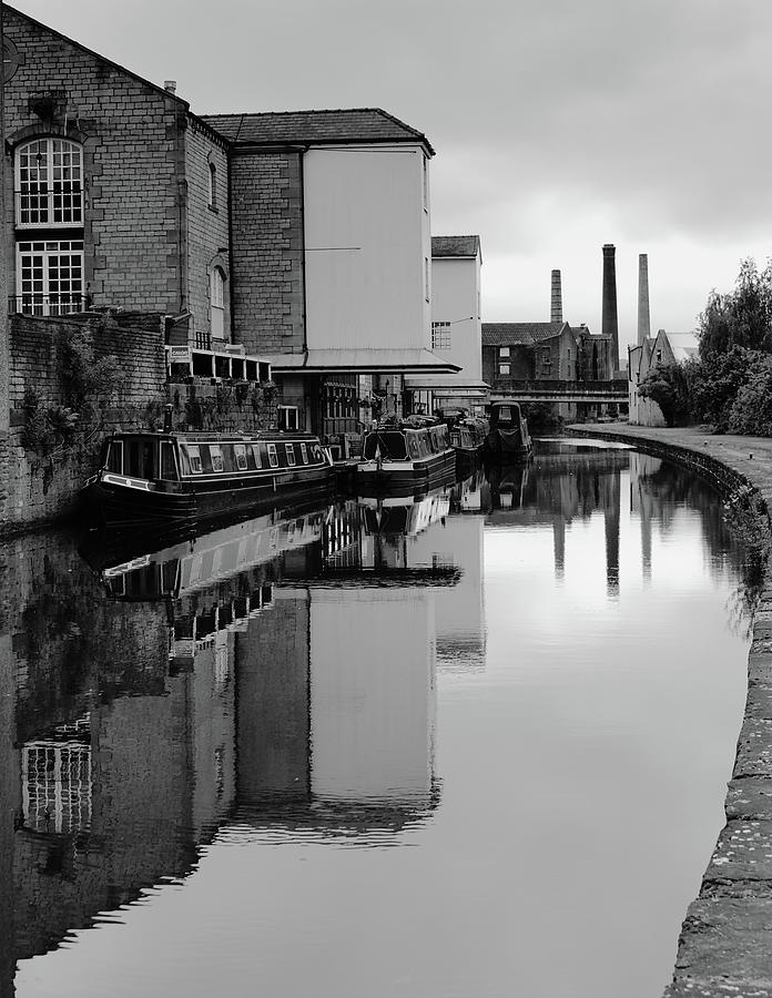 Shipley Wharf on the Leeds- Liverpool Canal BW Photograph by Jeremy Hayden