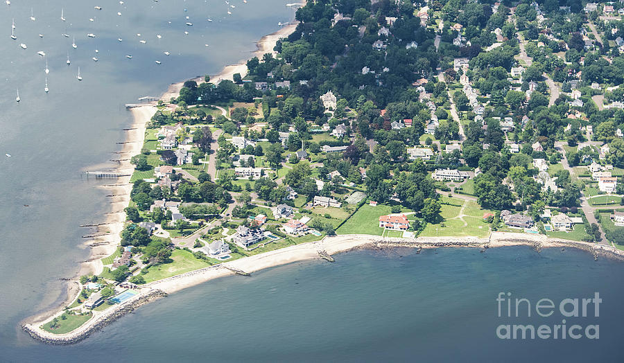 Shippan Point in Stamford Connecticut Luxury Real Estate Aerial Photograph by David Oppenheimer
