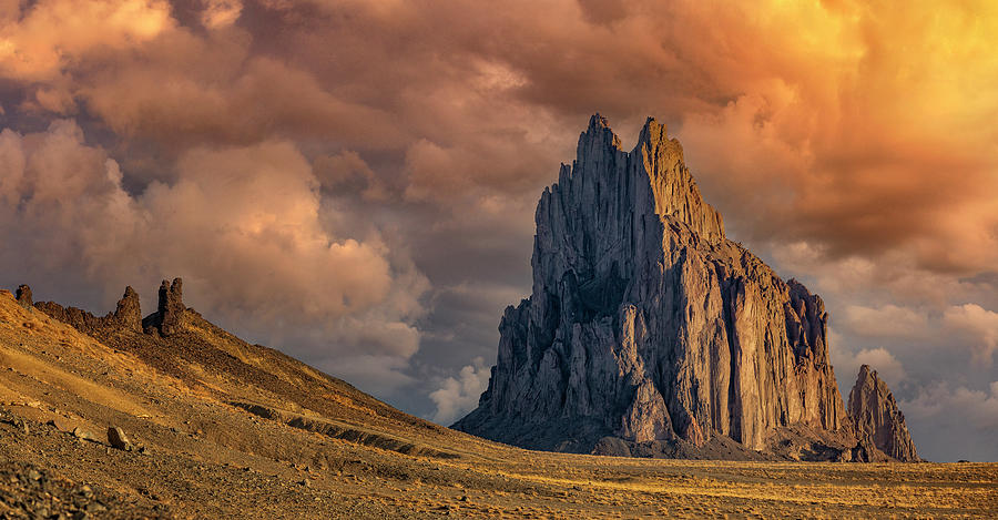 Shiprock and Clouds Photograph by Stephen Stookey