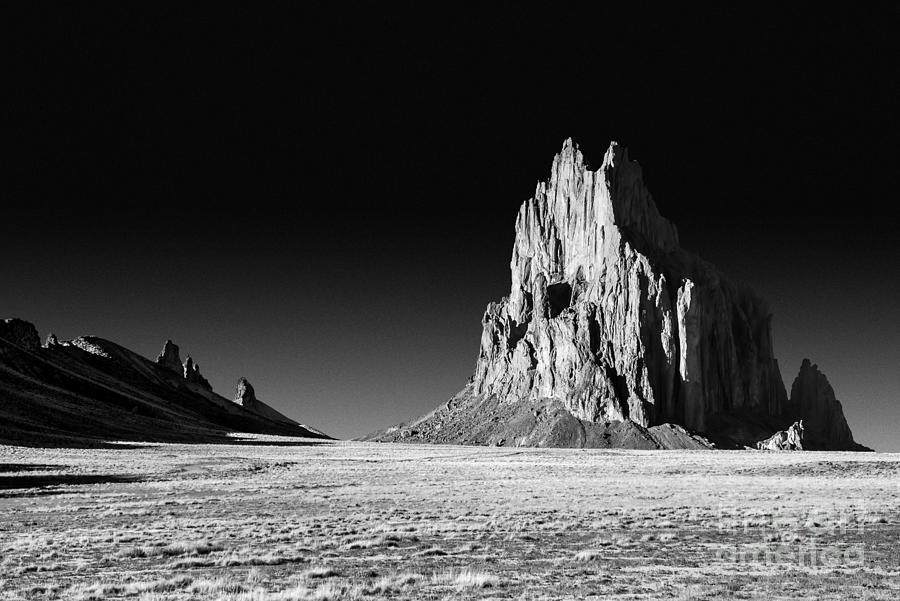 Shiprock Black and White - Farmington - New Mexico Photograph by Gary Whitton