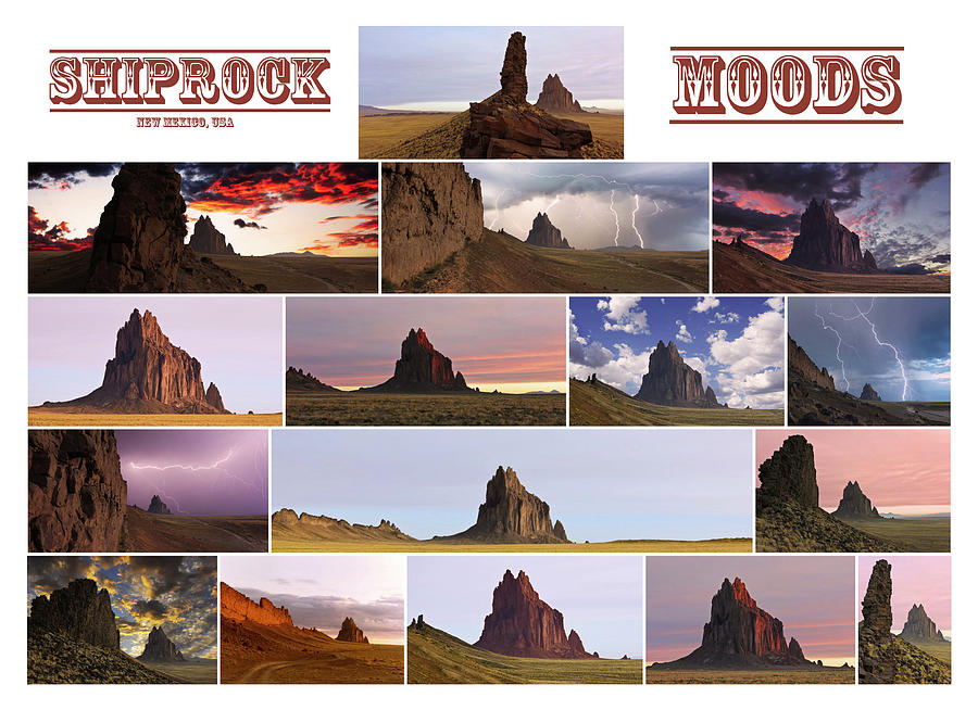 Shiprock Moods, A Collage, New Mexico, Usa Digital Art