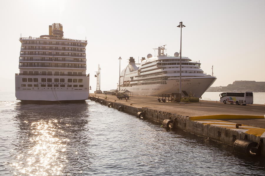 Ships Costa Mediterranea and Seabourn Odyssey Photograph by Holger Leue