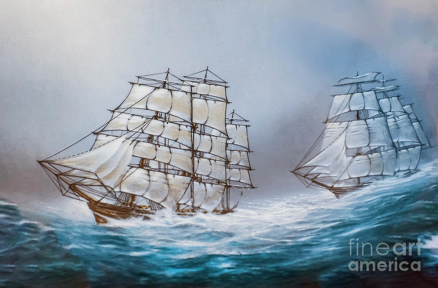 Illustration Photograph - Ships in rough waters n1 by Humorous Quotes